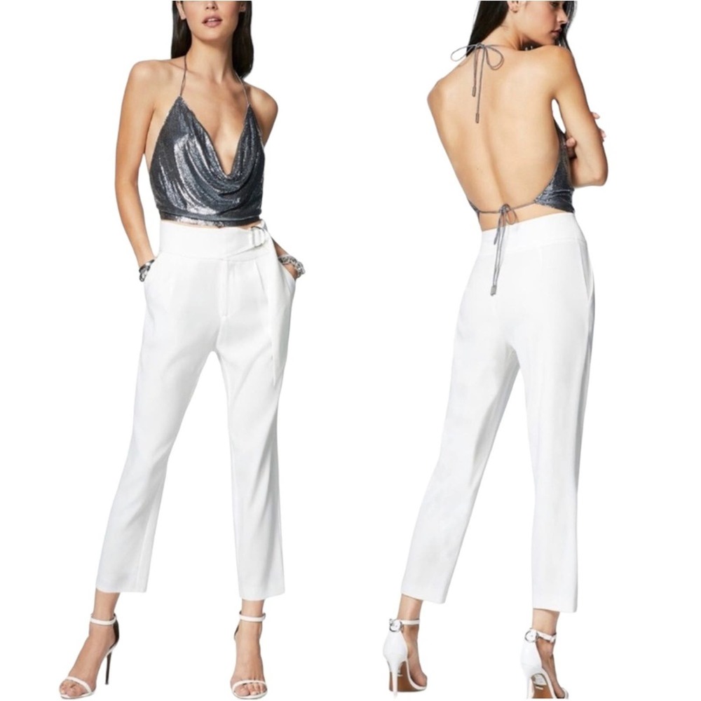 Ramy Brook Hudson High Rise Belted Crop Crepe Pants